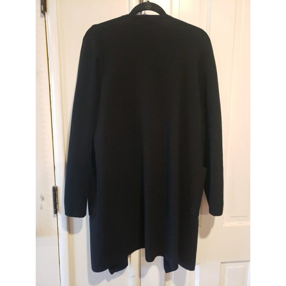 J Crew Sweater Open Cardigan Long Lagenlook Duster Black Sustainable L Merino - Picture 8 of 8